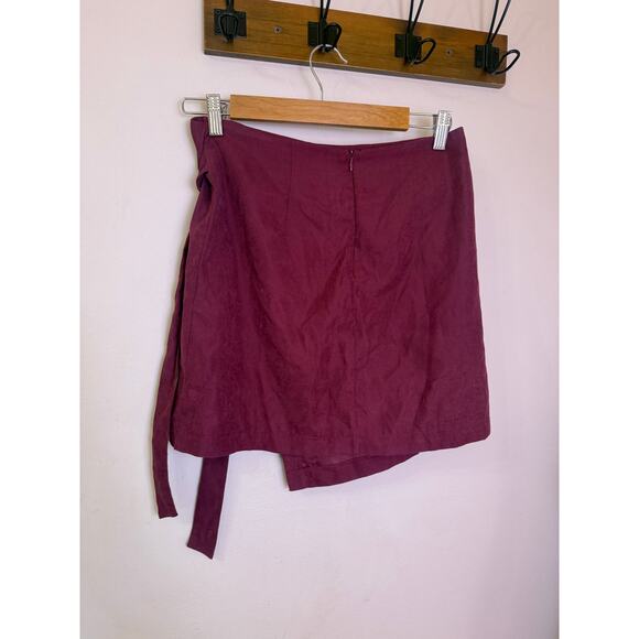 Anthropologie HYFVE Burgundy Wrap Mini Skirt Women’s Size M - Picture 2 of 5
